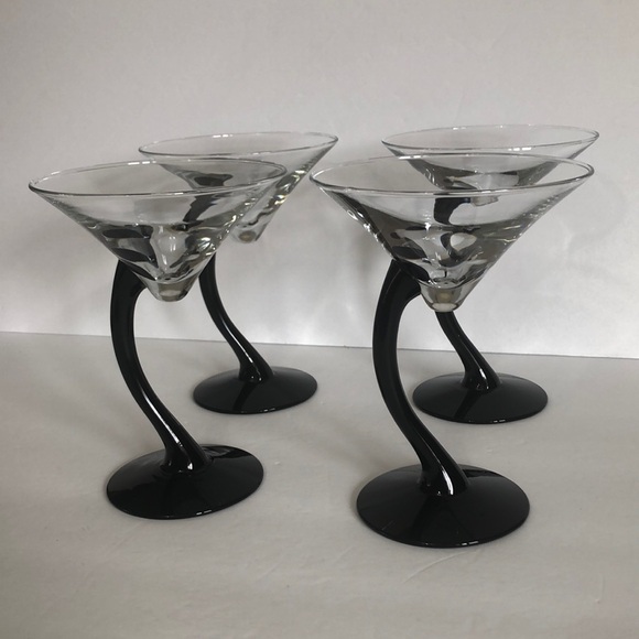 Libbey Dining Vintage Libbey Bravura Curved Black Stem Martini